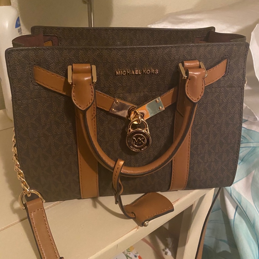 Nouveau Hamilton Large Logo and Leather Satchel